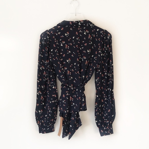 Reformation Claudette tie front floral blouse top - Picture 4 of 9